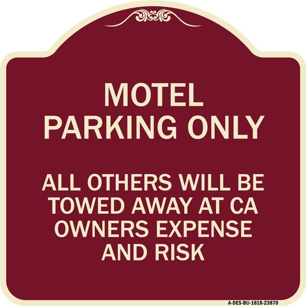 Signmission Motel Parking All Others Towed Heavy-Gauge Aluminum Architectural Sign, 18" x 18", BU-1818-23870 A-DES-BU-1818-23870
